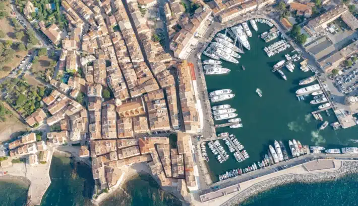 Aerial view of the old port of Saint-Tropez