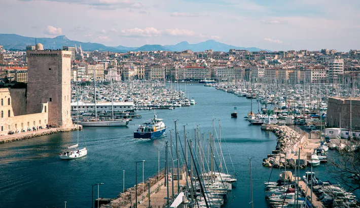 The entrance to Marseille's Old Port and Fort Saint-Jean